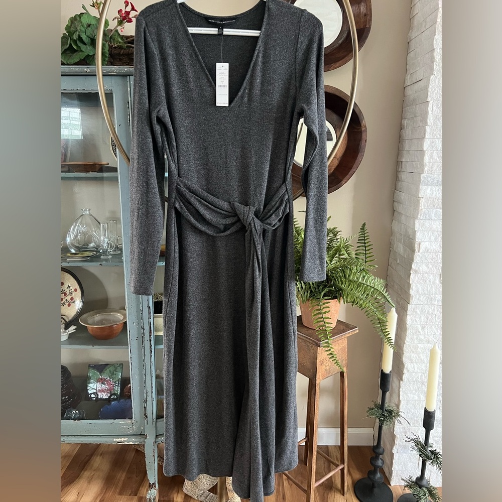 White House Black Market Charcoal Long Sleeve Dress